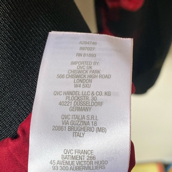 Susan Graver Black and Red Floral Bomber Jacket - Picture 8 of 8